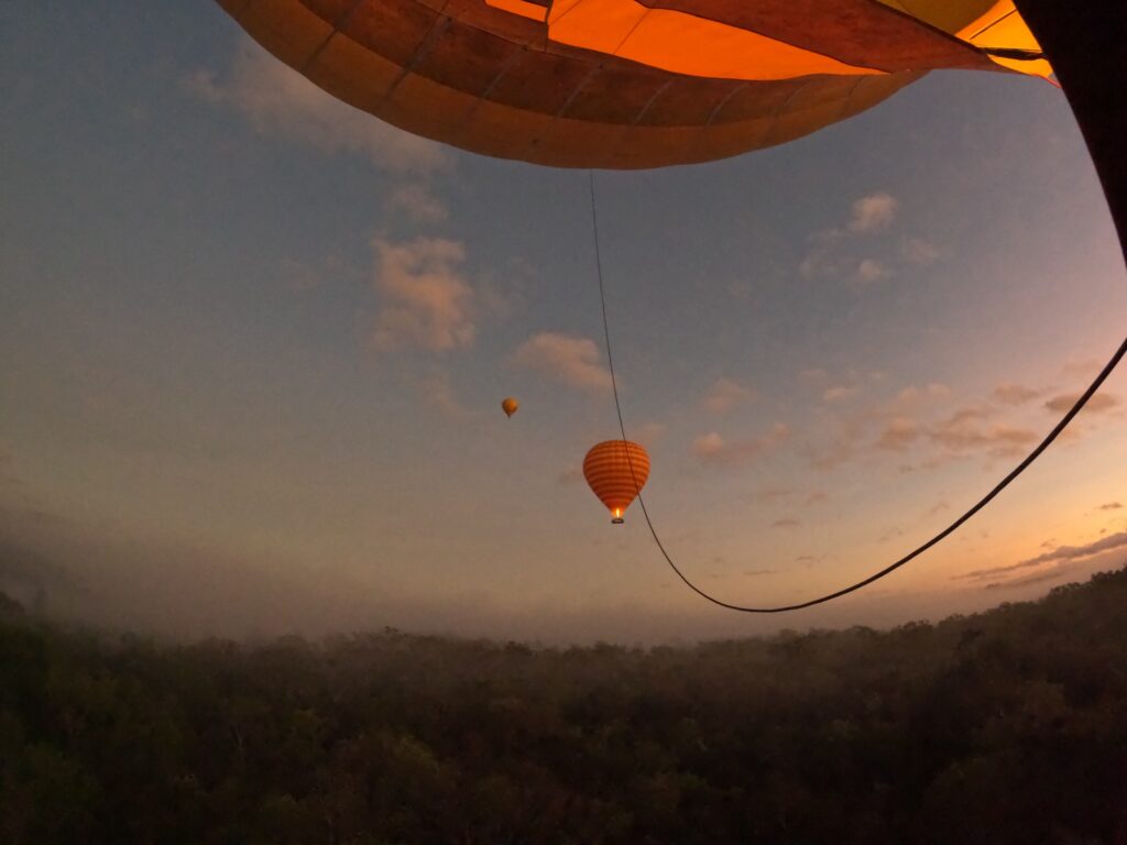 The early morning sky photographed from a hot air balloon.