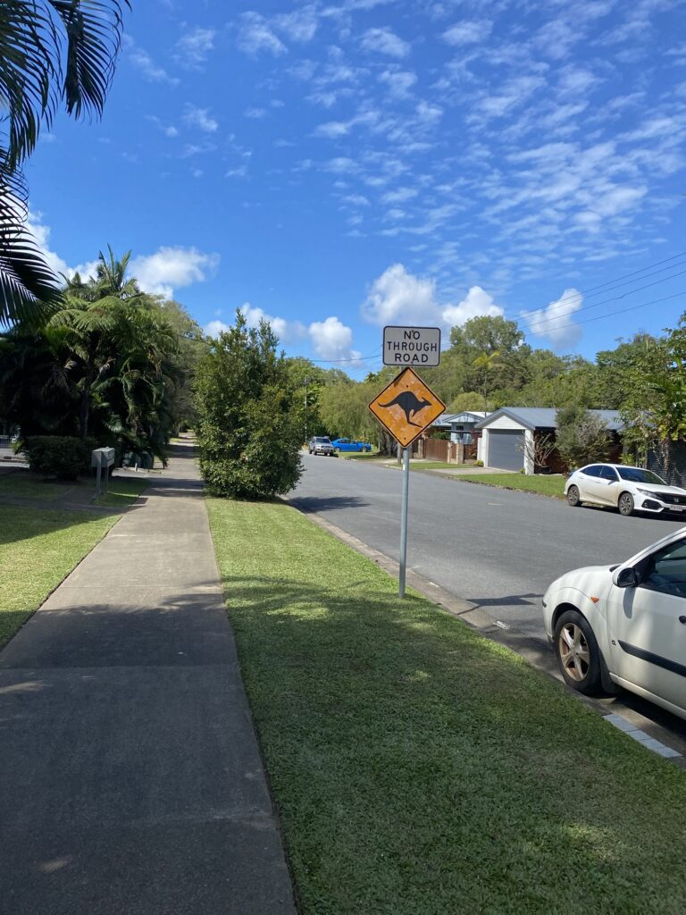 The kangaroo road sign near the Airbnb.